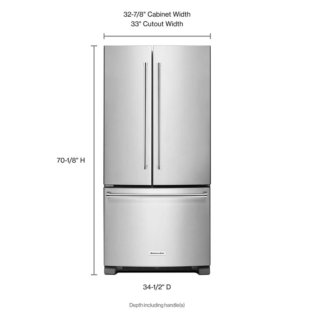 22 Cu. Ft. 33-Inch Width Standard Depth French Door Refrigerator with Interior Dispenser KRFF302ESS, product image 2 of 2
