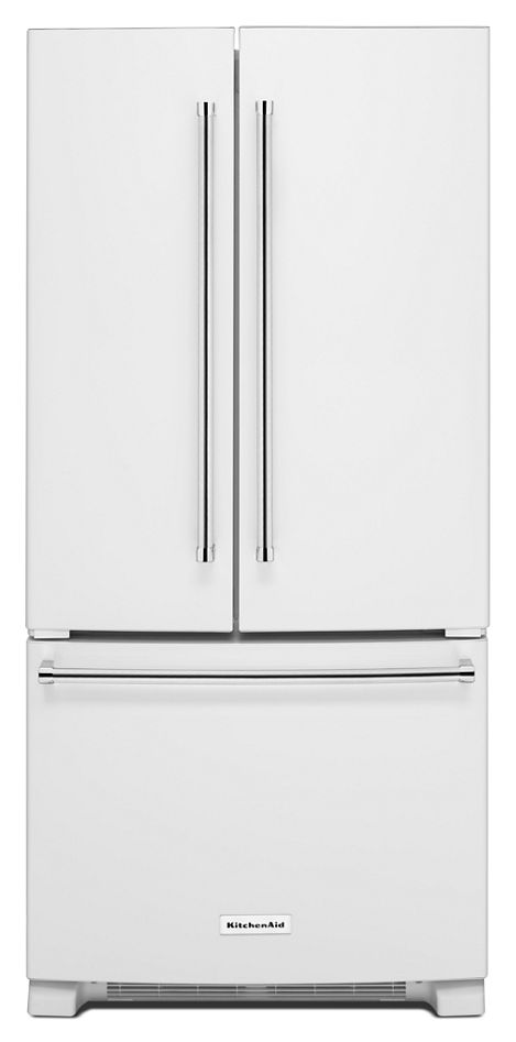 22 Cu. Ft. 33-Inch Width Standard Depth French Door Refrigerator with Interior Dispenser KRFF302EWH