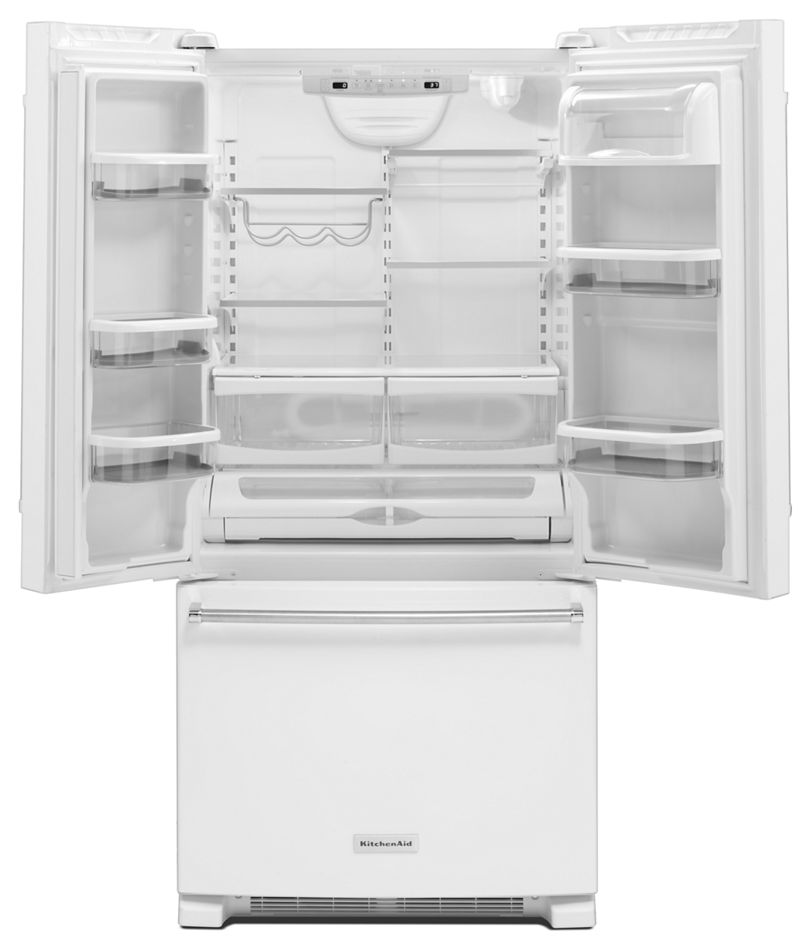 22 Cu. Ft. 33-Inch Width Standard Depth French Door Refrigerator with Interior Dispenser KRFF302EWH