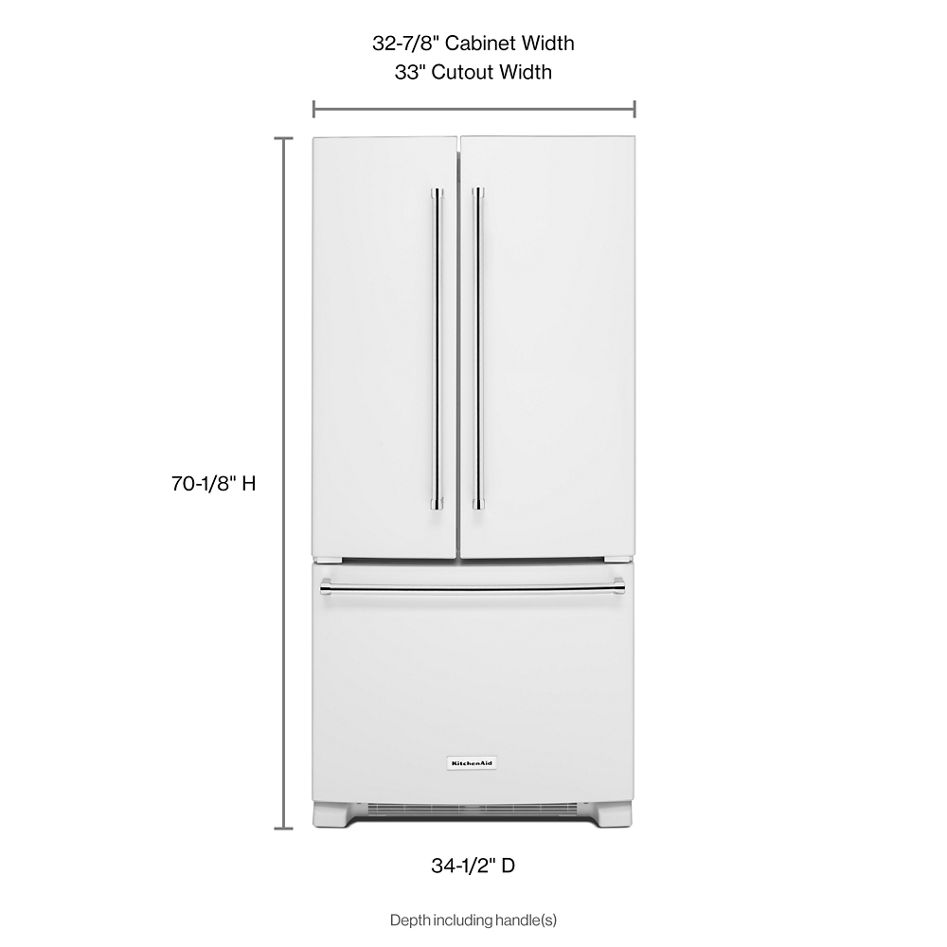 22 Cu. Ft. 33-Inch Width Standard Depth French Door Refrigerator with Interior Dispenser KRFF302EWH