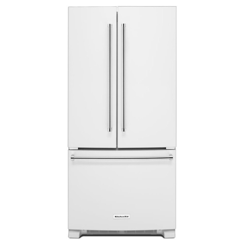 22 Cu. Ft. 33-Inch Width Standard Depth French Door Refrigerator with Interior Dispenser KRFF302EWH
