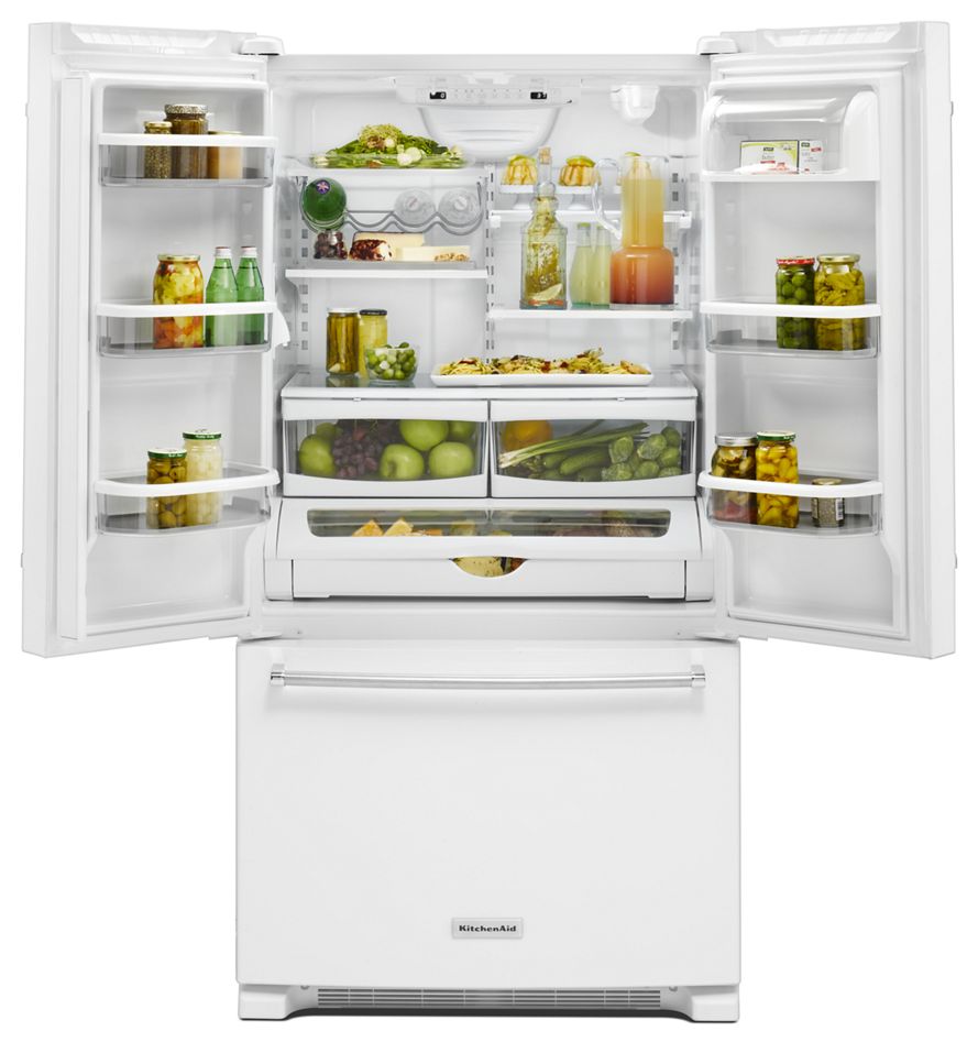 25 Cu. Ft. 36-Width Standard Depth French Door Refrigerator with Interior Dispense KRFF305EWH