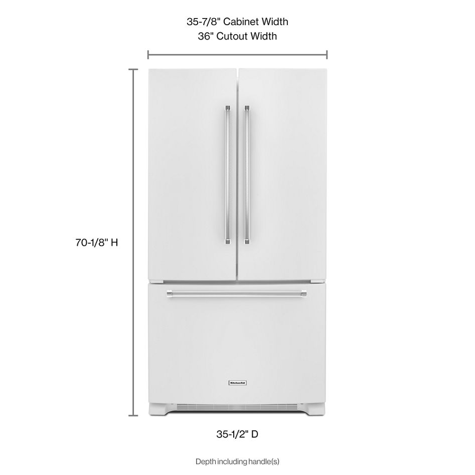 25 Cu. Ft. 36-Width Standard Depth French Door Refrigerator with Interior Dispense KRFF305EWH