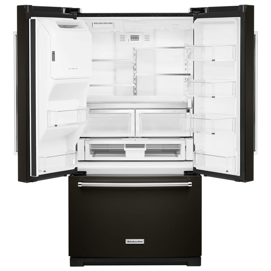 26.8 Cu. Ft. 36-inch Width Standard Depth French Door Refrigerator With Exterior Ice And Water And Printshield® Finish KRFF507HBS, product image 3 of 8
