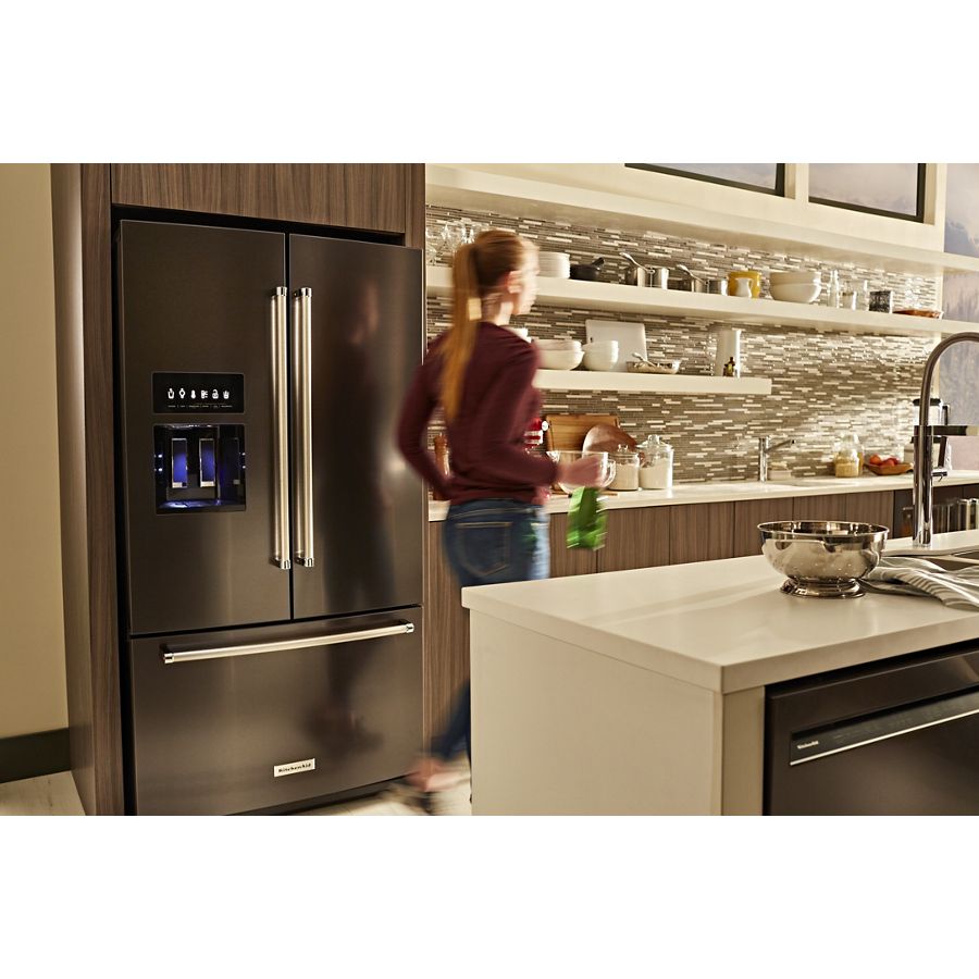 26.8 Cu. Ft. 36-inch Width Standard Depth French Door Refrigerator With Exterior Ice And Water And Printshield® Finish KRFF507HBS, product image 7 of 8