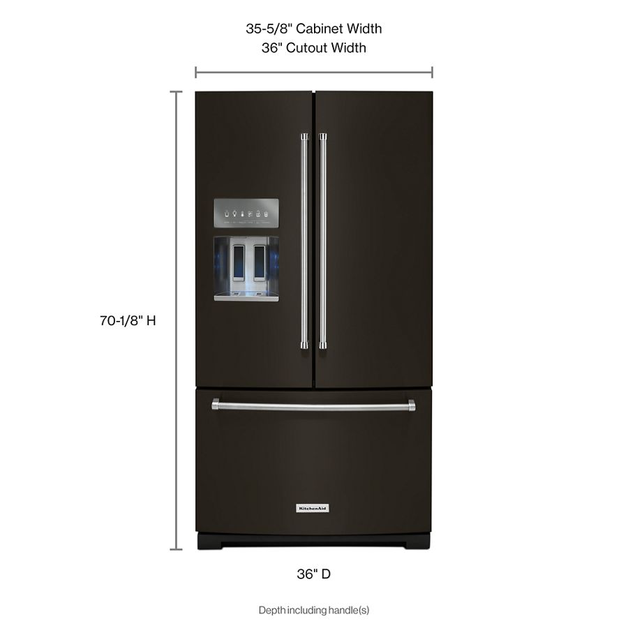 26.8 Cu. Ft. 36-inch Width Standard Depth French Door Refrigerator With Exterior Ice And Water And Printshield® Finish KRFF507HBS, product image 8 of 8