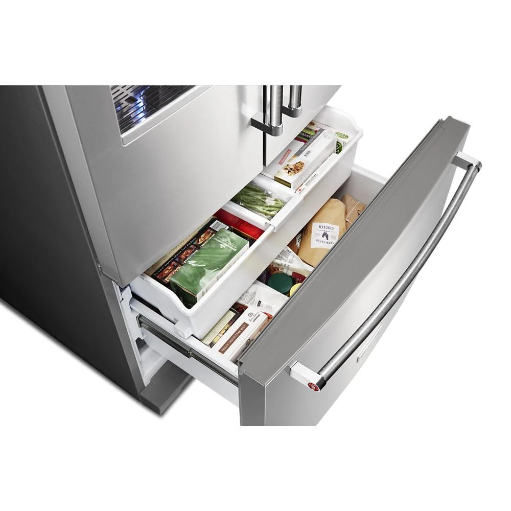 26.8 cu. ft. 36-Inch Width Standard Depth French Door Refrigerator with Exterior Ice and Water and PrintShield™ finish KRFF507HPS