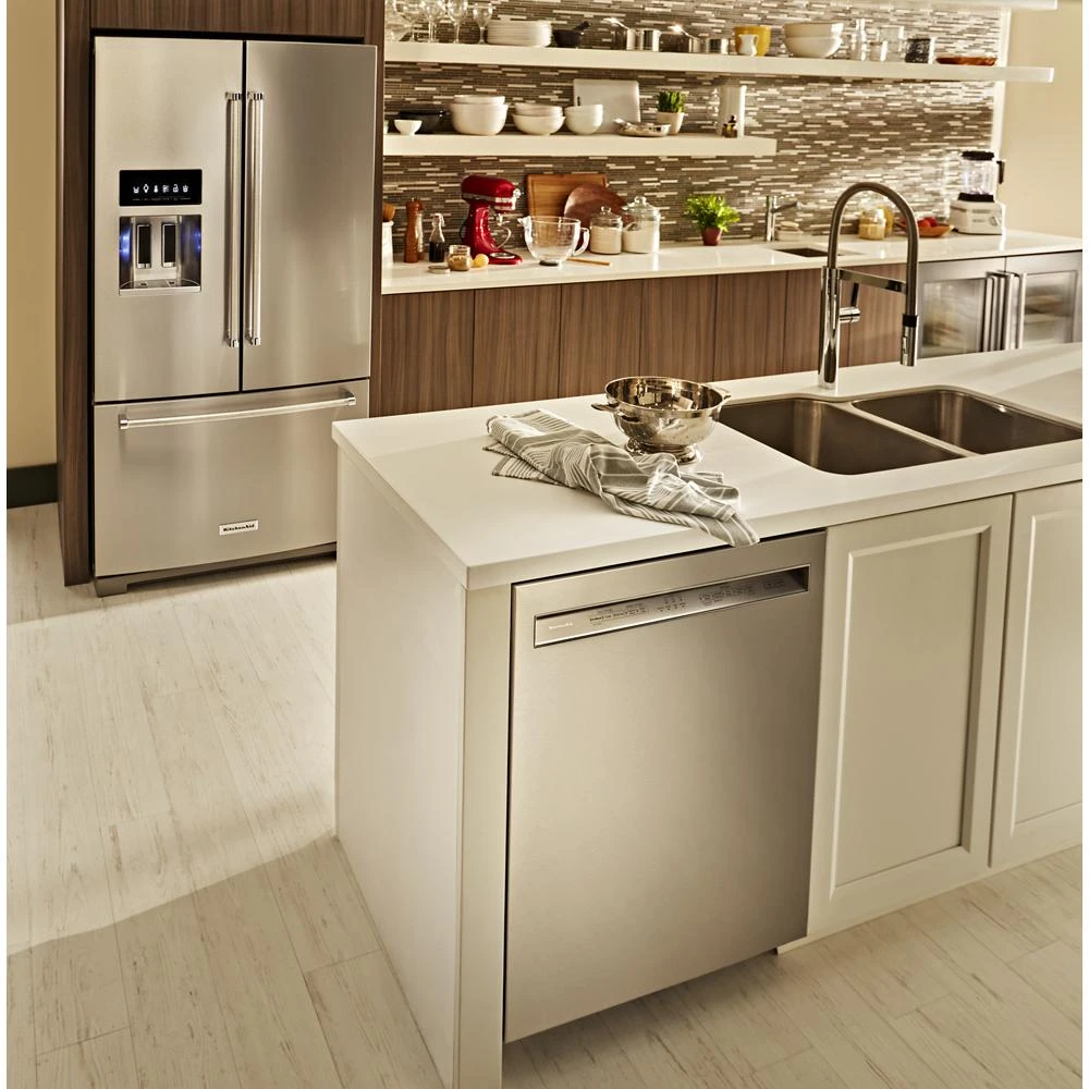 26.8 cu. ft. 36-Inch Width Standard Depth French Door Refrigerator with Exterior Ice and Water and PrintShield™ finish KRFF507HPS