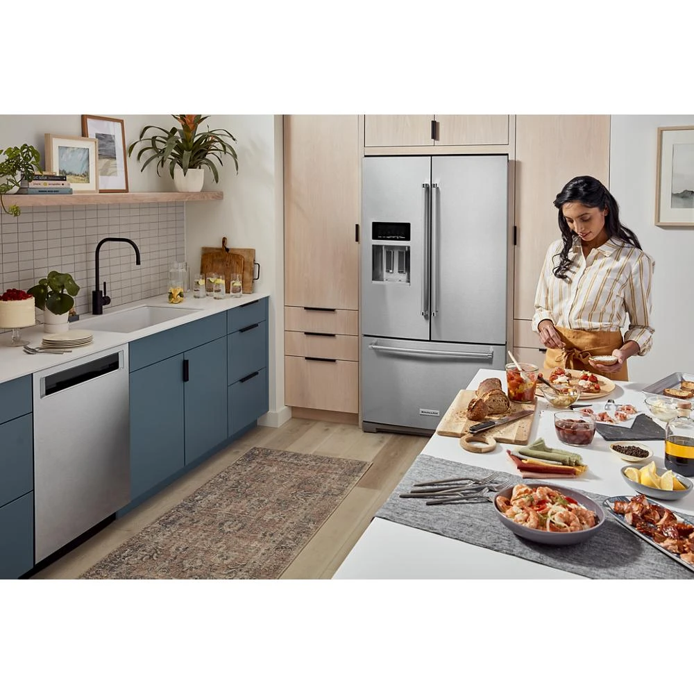 26.8 cu. ft. 36-Inch Width Standard Depth French Door Refrigerator with Exterior Ice and Water and PrintShield™ finish KRFF507HPS