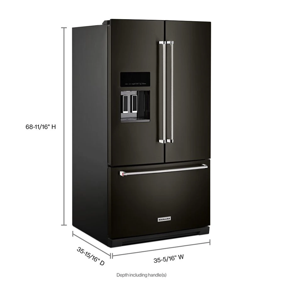 26.8 Cu. Ft. Standard-Depth French Door Refrigerator with Exterior Ice and Water Dispenser KRFF577KBS, product image 11 of 11