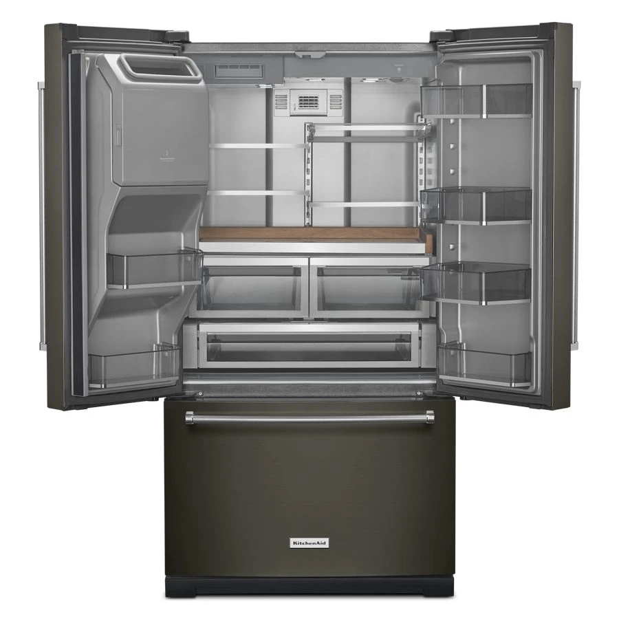 26.8 Cu. Ft. Standard-Depth French Door Refrigerator with Exterior Ice and Water Dispenser KRFF577KBS, product image 3 of 11