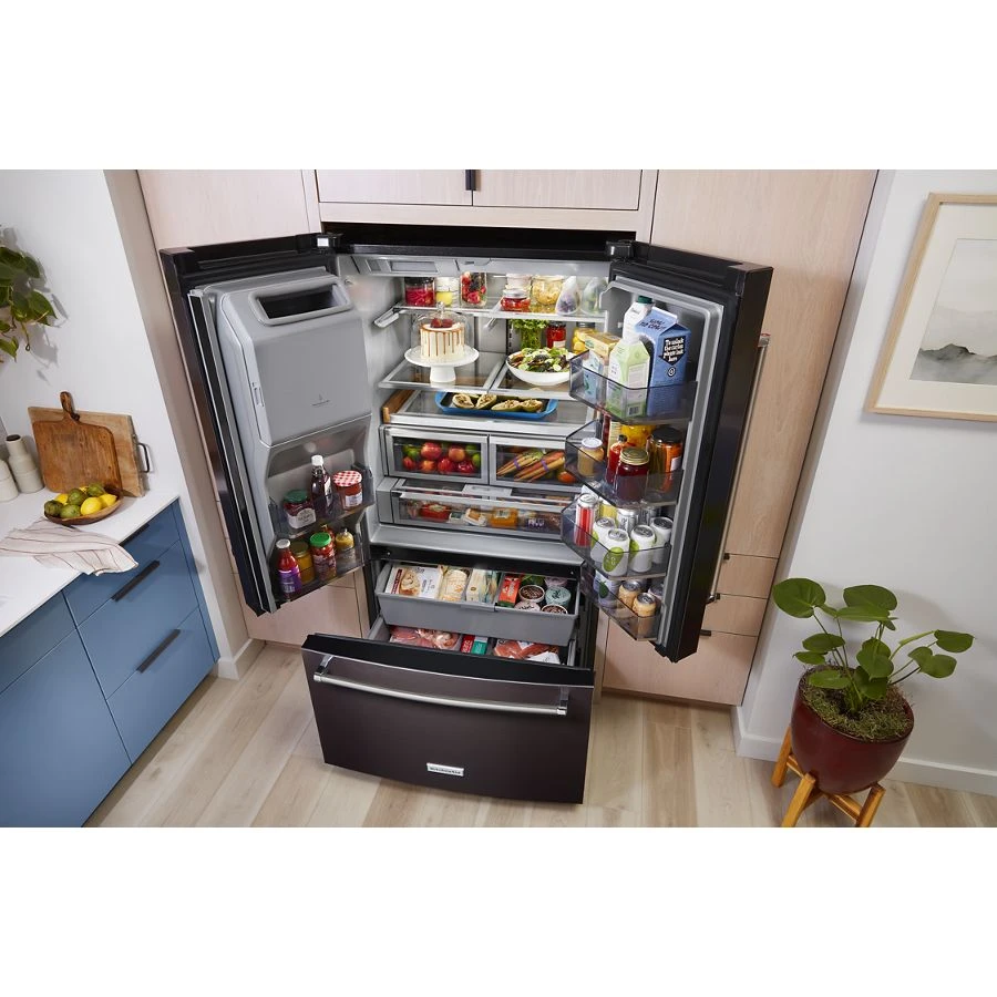 26.8 Cu. Ft. Standard-Depth French Door Refrigerator with Exterior Ice and Water Dispenser KRFF577KBS, product image 7 of 11