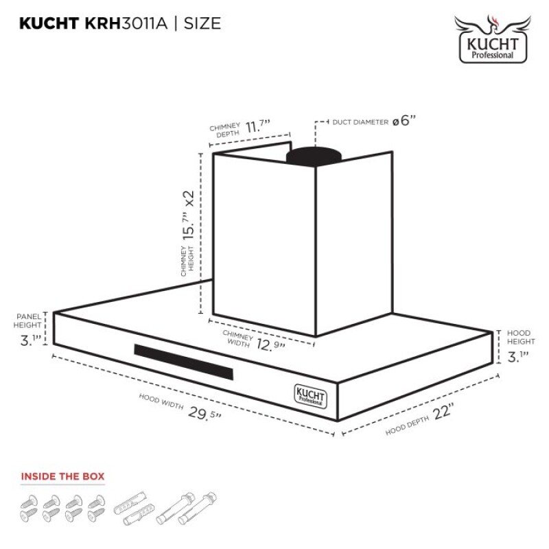30″ Wall Mounted Range Hood KRH3011A