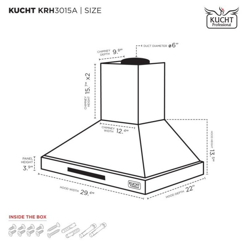 30″ Wall Mounted Color Range Hood KRH3015K