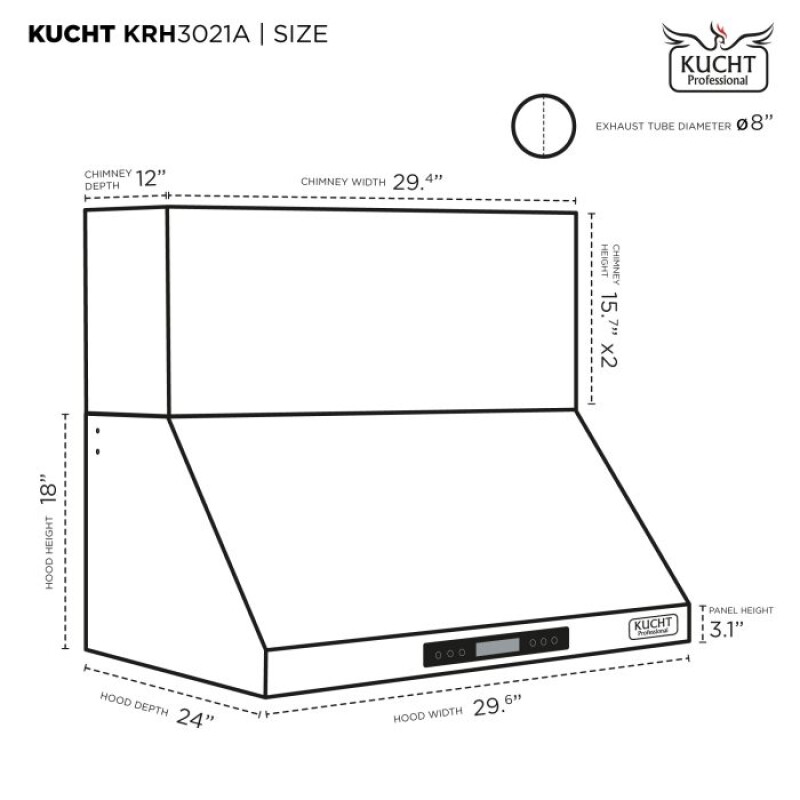 30″ Wall Mounted Range Hood KRH3021A