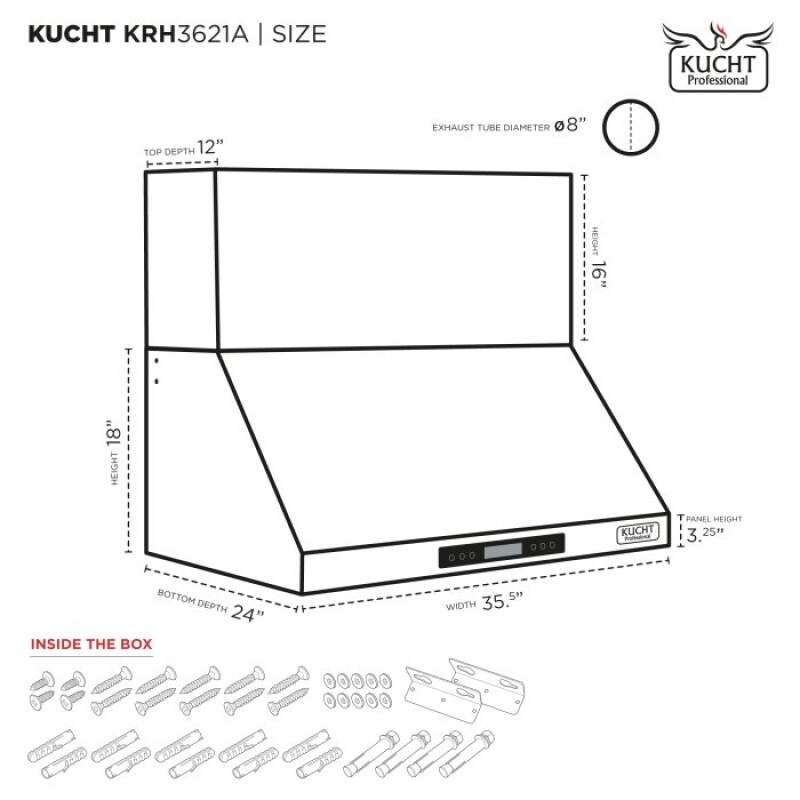36″ Wall Mounted Range Hood KRH3621A