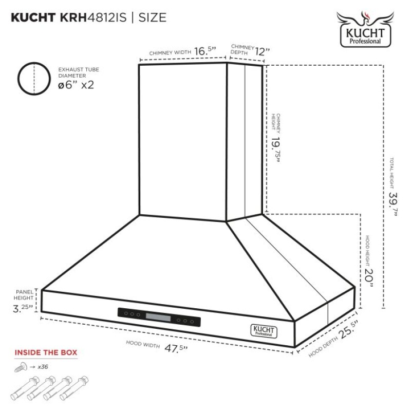 48″ Island Range Hood KRH4812IS