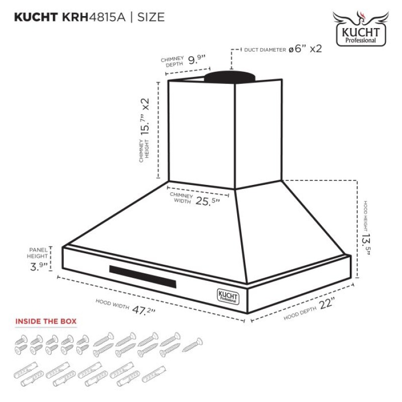 48″ Wall Mounted Color Range Hood KRH4815W