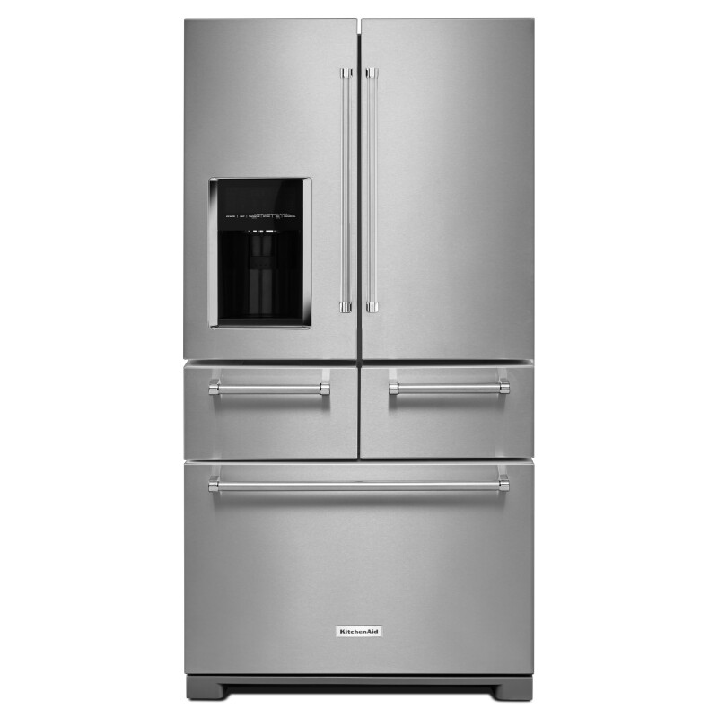 KitchenAid 25.8 Cu. Ft. 36" Multi-Door Freestanding Refrigerator with Platinum Interior Design Stainless Steel KRMF706ESS Picture 1