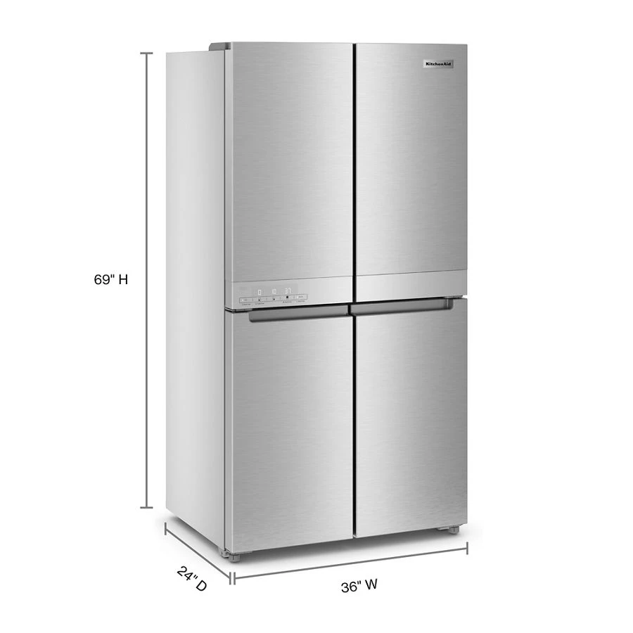 19.4 cu. ft. 36-inch wide Counter-Depth 4-Door Refrigerator with PrintShield® Finish KRQC506MPS