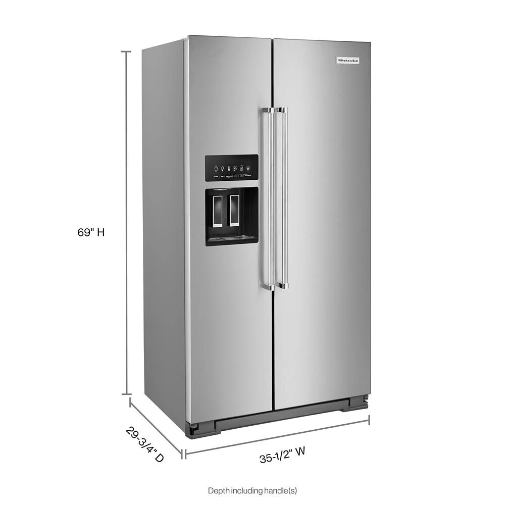 19.9 cu ft. Counter-Depth Side-by-Side Refrigerator with Exterior Ice and Water and PrintShield™ finish KRSC700HPS