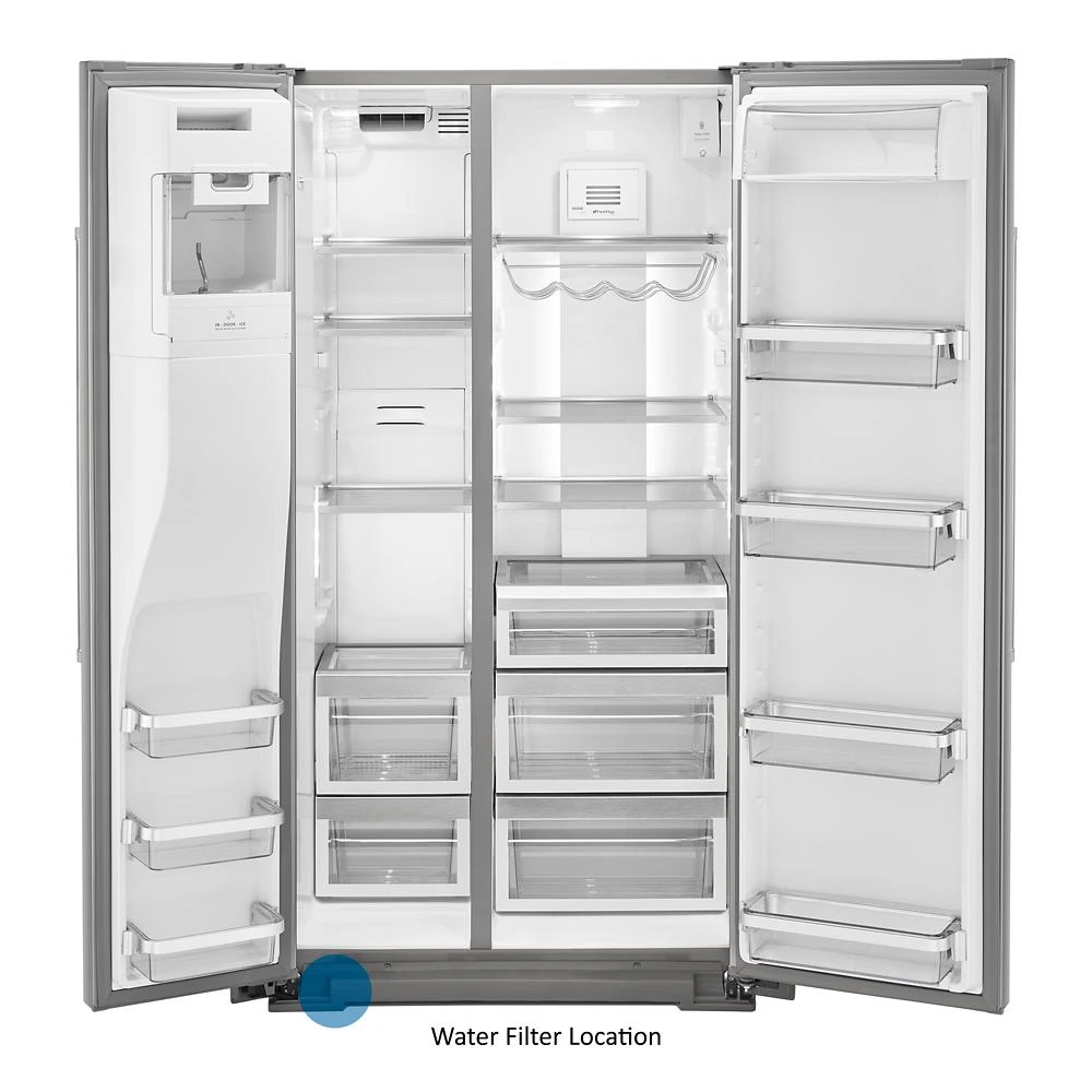 19.9 cu ft. Counter-Depth Side-by-Side Refrigerator with Exterior Ice and Water and PrintShield™ finish KRSC700HPS