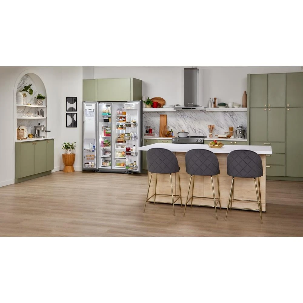 19.9 cu ft. Counter-Depth Side-by-Side Refrigerator with Exterior Ice and Water and PrintShield™ finish KRSC700HPS