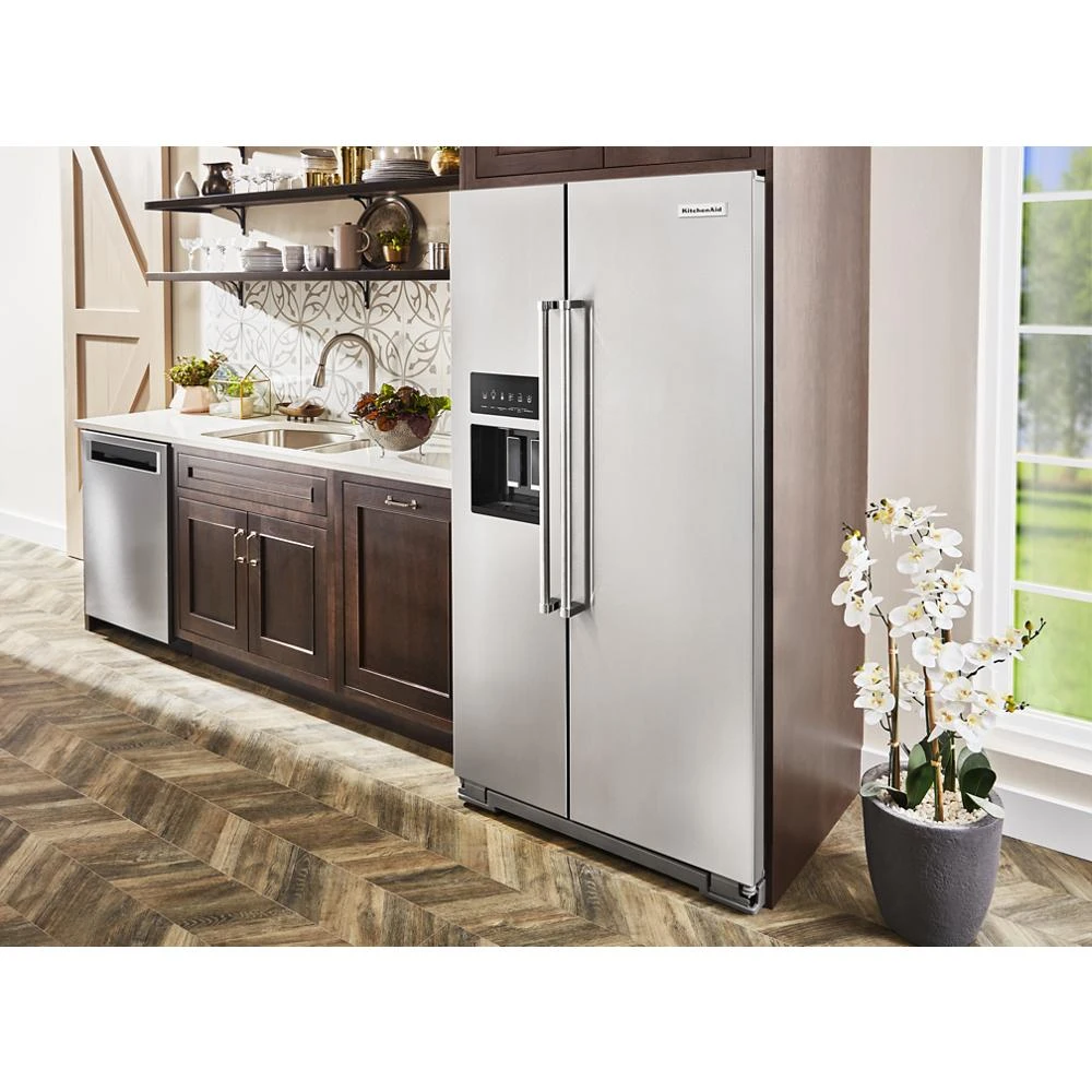 19.9 cu ft. Counter-Depth Side-by-Side Refrigerator with Exterior Ice and Water and PrintShield™ finish KRSC700HPS