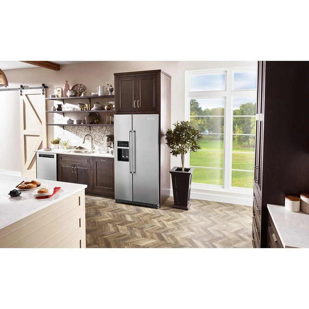 19.9 cu ft. Counter-Depth Side-by-Side Refrigerator with Exterior Ice and Water and PrintShield™ finish KRSC700HPS