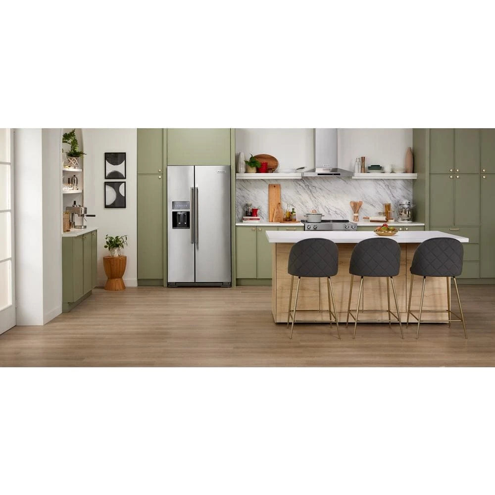 19.9 cu ft. Counter-Depth Side-by-Side Refrigerator with Exterior Ice and Water and PrintShield™ finish KRSC700HPS