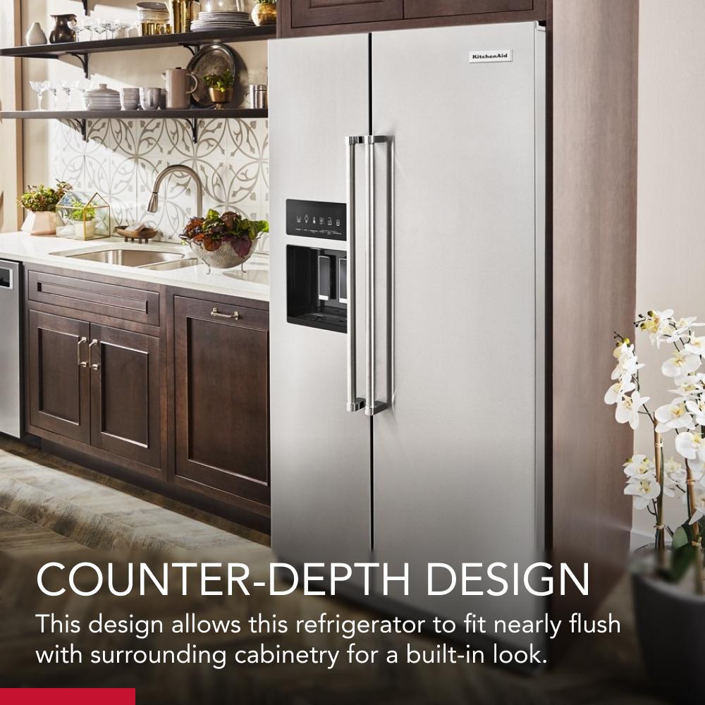 19.9 cu ft. Counter-Depth Side-by-Side Refrigerator with Exterior Ice and Water and PrintShield™ finish KRSC700HPS