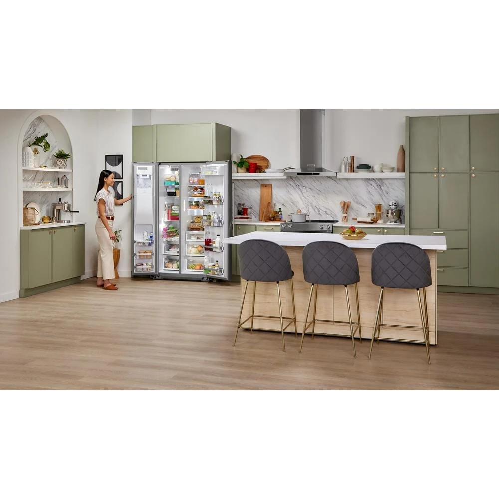 19.9 cu ft. Counter-Depth Side-by-Side Refrigerator with Exterior Ice and Water and PrintShield™ finish KRSC700HPS