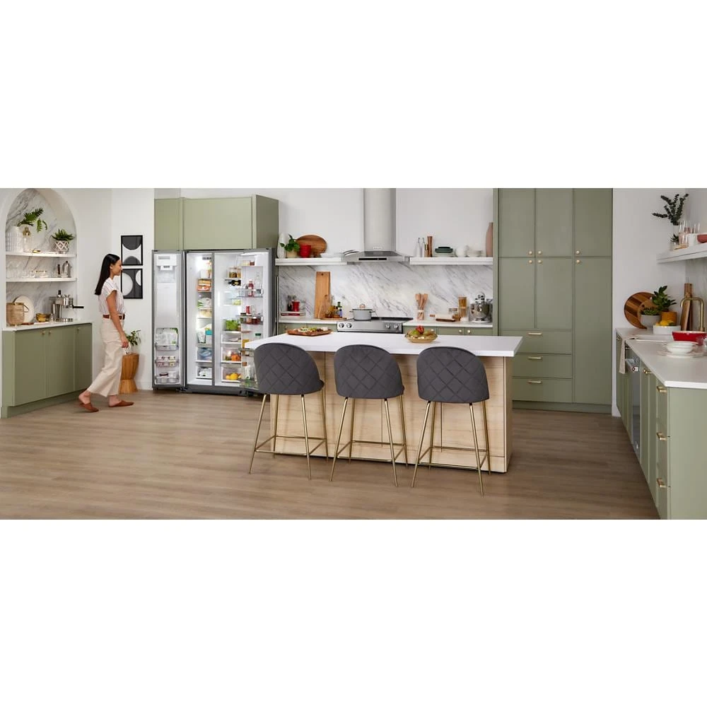 19.9 cu ft. Counter-Depth Side-by-Side Refrigerator with Exterior Ice and Water and PrintShield™ finish KRSC700HPS