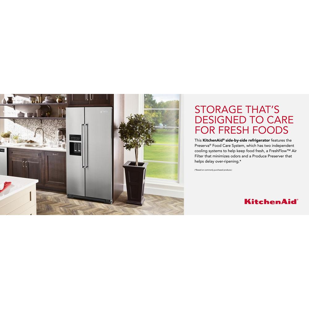 19.9 cu ft. Counter-Depth Side-by-Side Refrigerator with Exterior Ice and Water and PrintShield™ finish KRSC700HPS