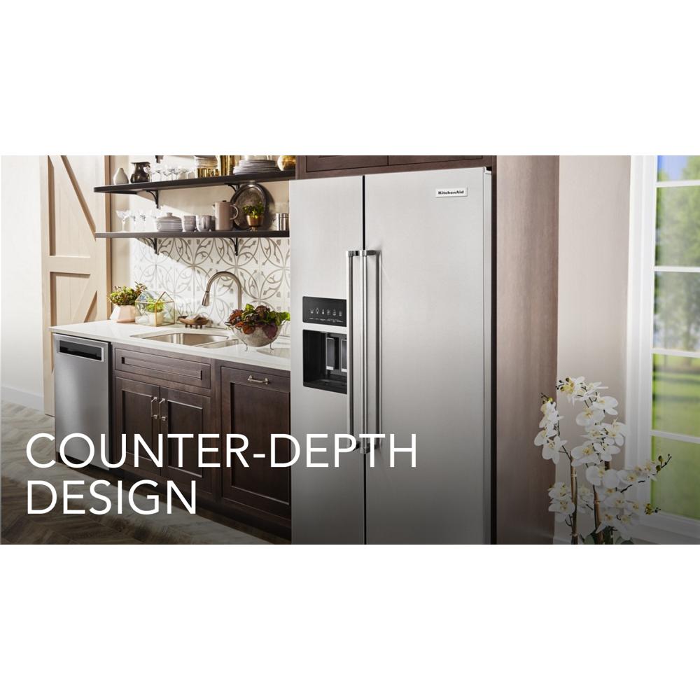 19.9 cu ft. Counter-Depth Side-by-Side Refrigerator with Exterior Ice and Water and PrintShield™ finish KRSC700HPS