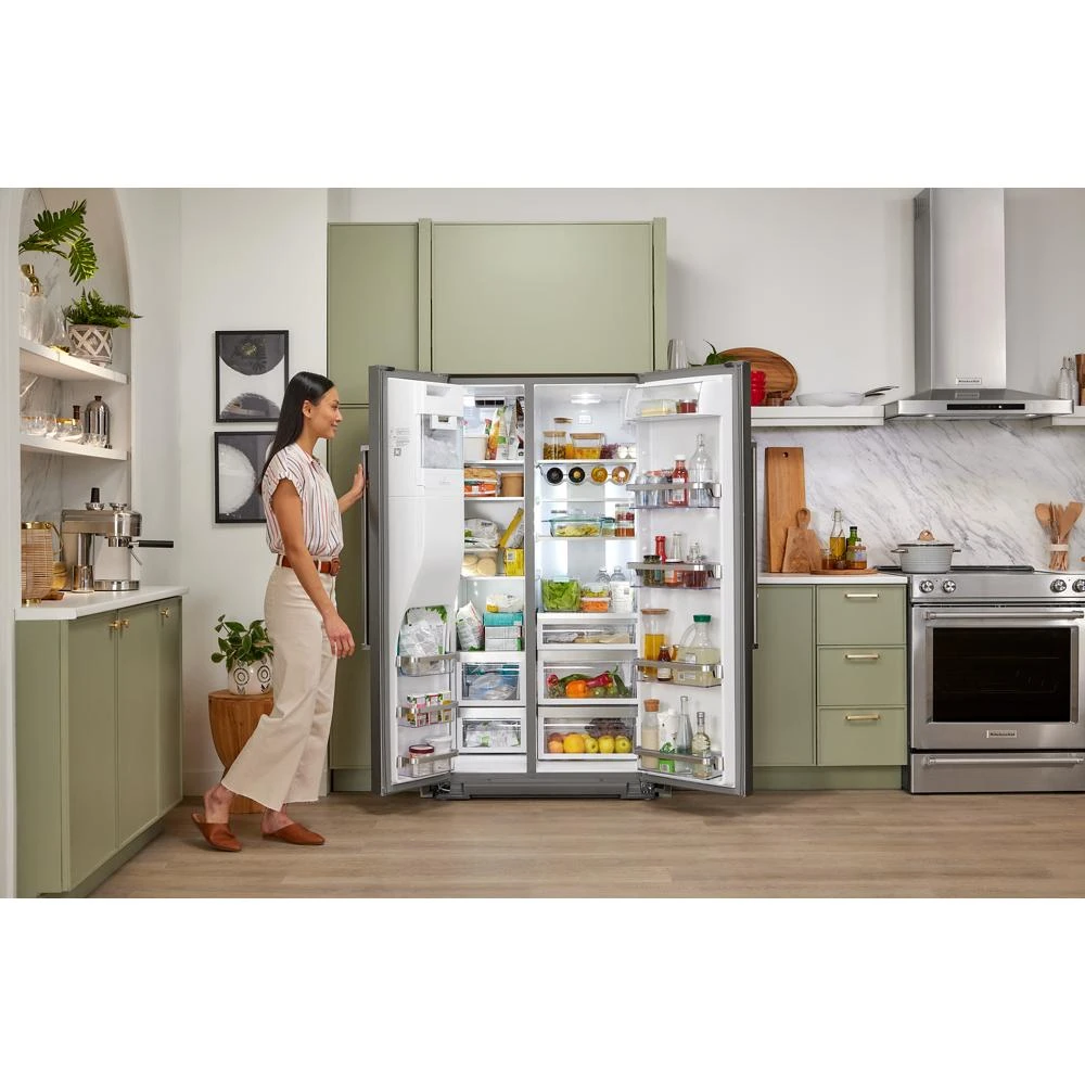 19.9 cu ft. Counter-Depth Side-by-Side Refrigerator with Exterior Ice and Water and PrintShield™ finish KRSC700HPS