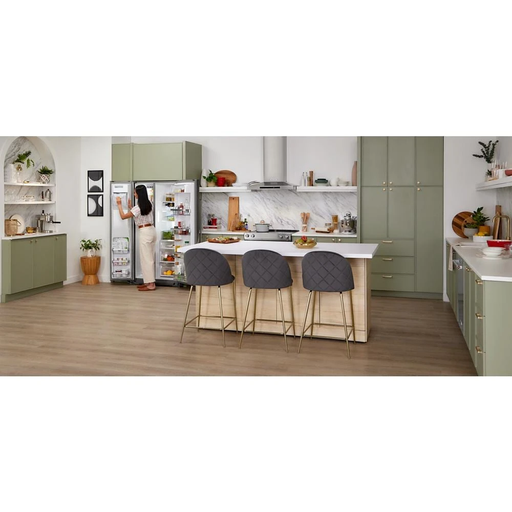 19.9 cu ft. Counter-Depth Side-by-Side Refrigerator with Exterior Ice and Water and PrintShield™ finish KRSC700HPS