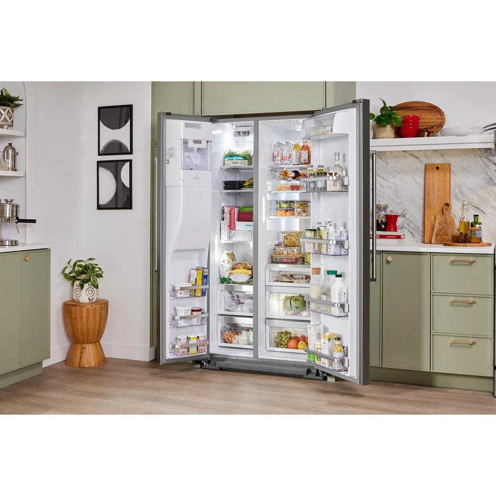 19.9 cu ft. Counter-Depth Side-by-Side Refrigerator with Exterior Ice and Water and PrintShield™ finish KRSC700HPS