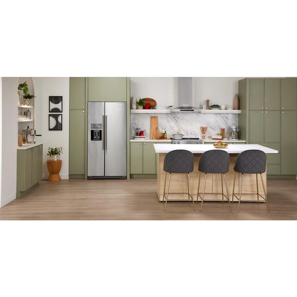 19.9 cu ft. Counter-Depth Side-by-Side Refrigerator with Exterior Ice and Water and PrintShield™ finish KRSC700HPS