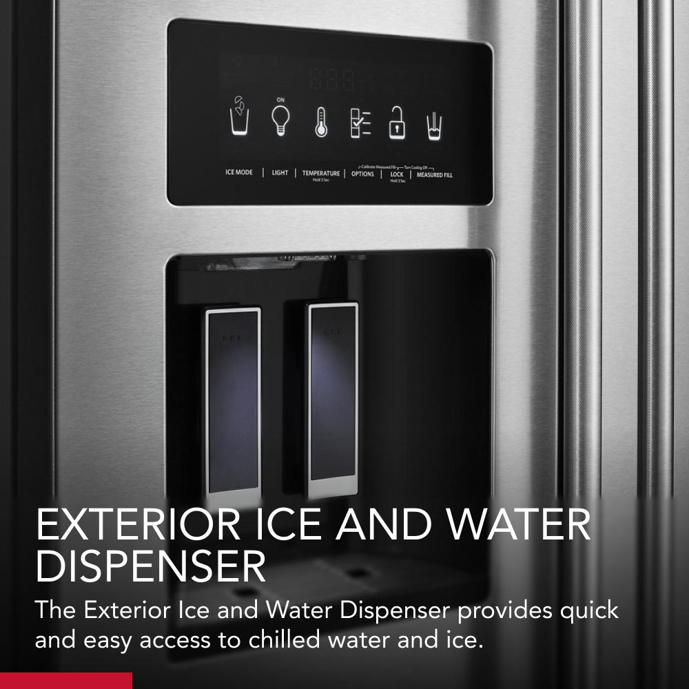 19.9 cu ft. Counter-Depth Side-by-Side Refrigerator with Exterior Ice and Water and PrintShield™ finish KRSC700HPS