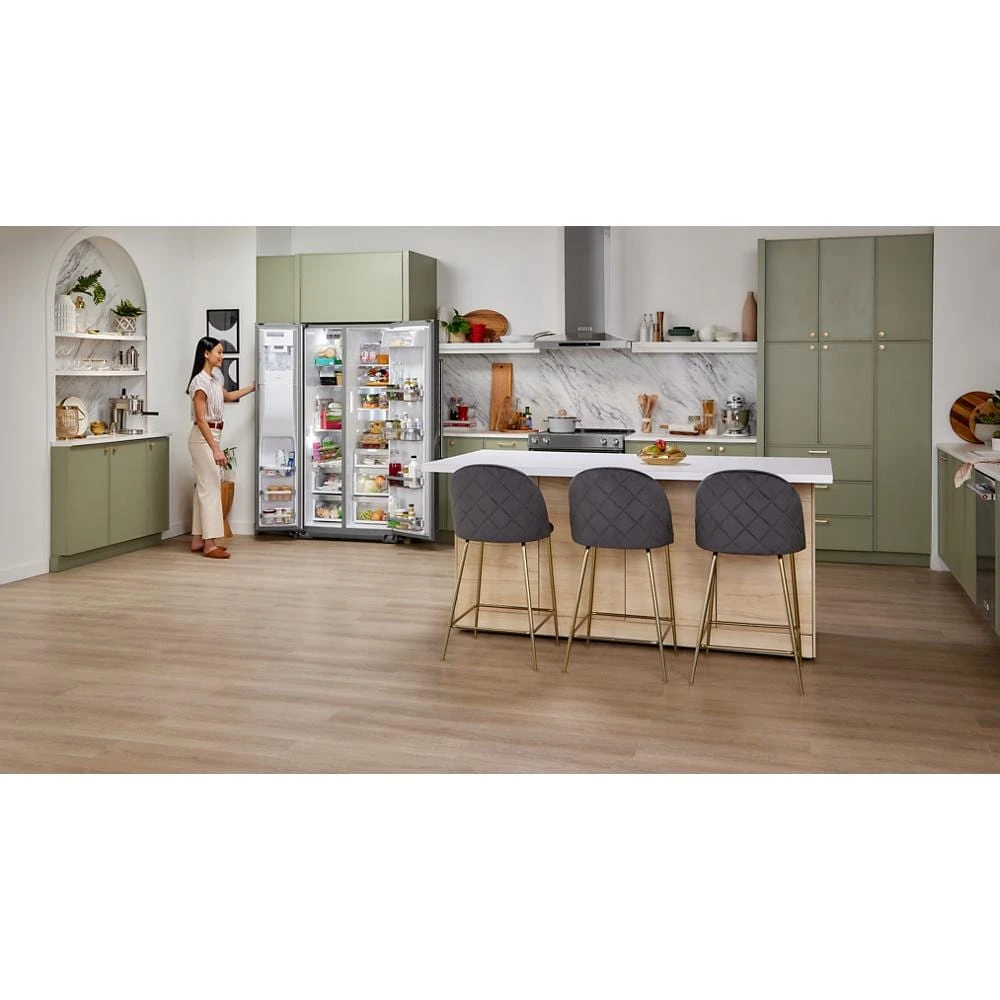 19.9 cu ft. Counter-Depth Side-by-Side Refrigerator with Exterior Ice and Water and PrintShield™ finish KRSC700HPS
