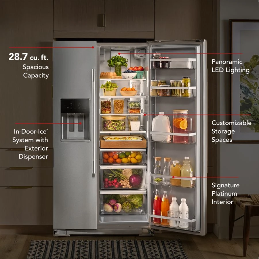 28.7 Cu. Ft. Side-by-side Refrigerator With Panoramic Led Lighting view 3