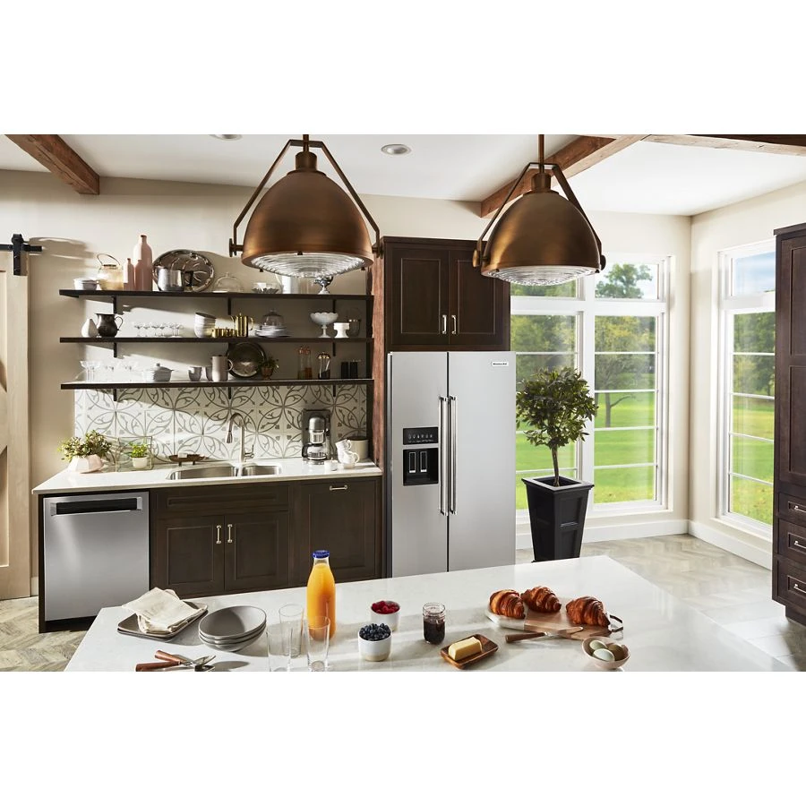 24.8 Cu Ft. Side-by-side Refrigerator With Exterior Ice And Water And Printshield® Finish KRSF705HPS