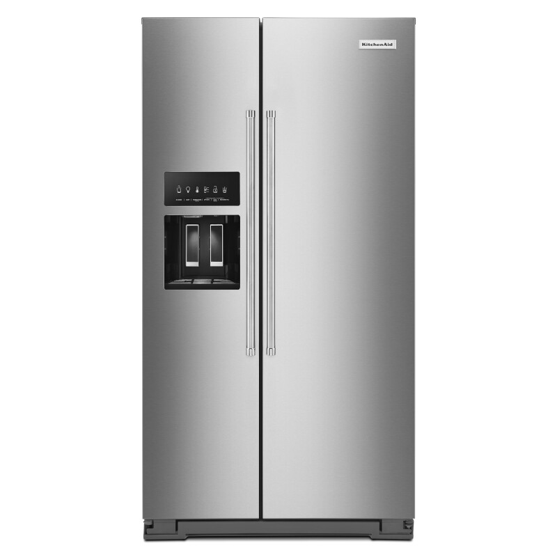 KitchenAid 24.8 cu ft. Side-by-Side Refrigerator with Exterior Ice and Water and PrintShield finish Stainless Steel with PrintShield™ Finish KRSF705HPS Picture 1