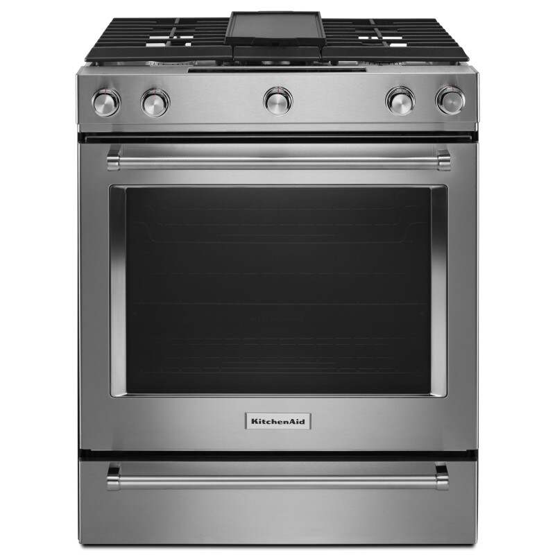 KitchenAid 30" 5-Burner Dual Fuel Convection Slide-In Range with Baking Drawer Stainless Steel KSDB900ESS Picture 1