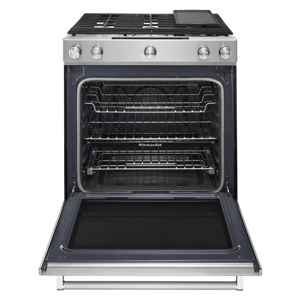30" 5-Burner Dual Fuel Convection Slide-In Range with Baking Drawer view 2