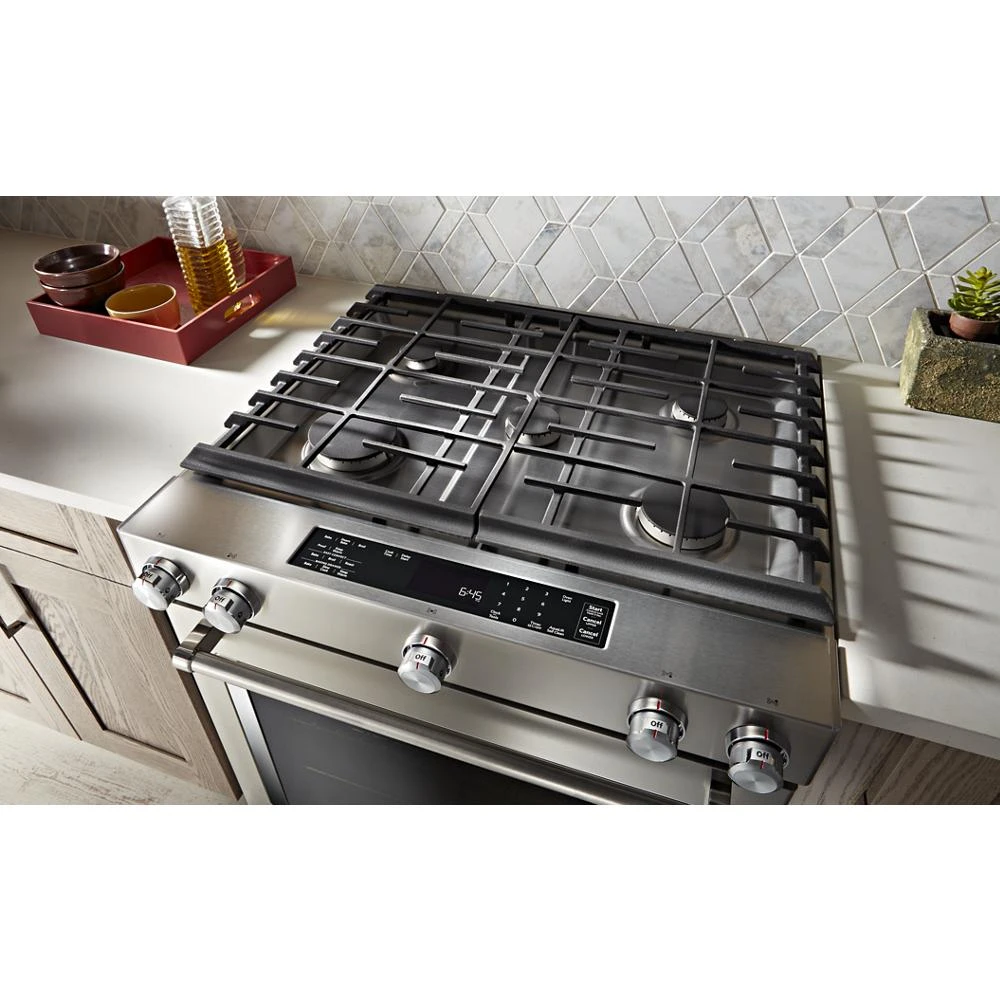 30" 5-Burner Dual Fuel Convection Slide-In Range with Baking Drawer view 6