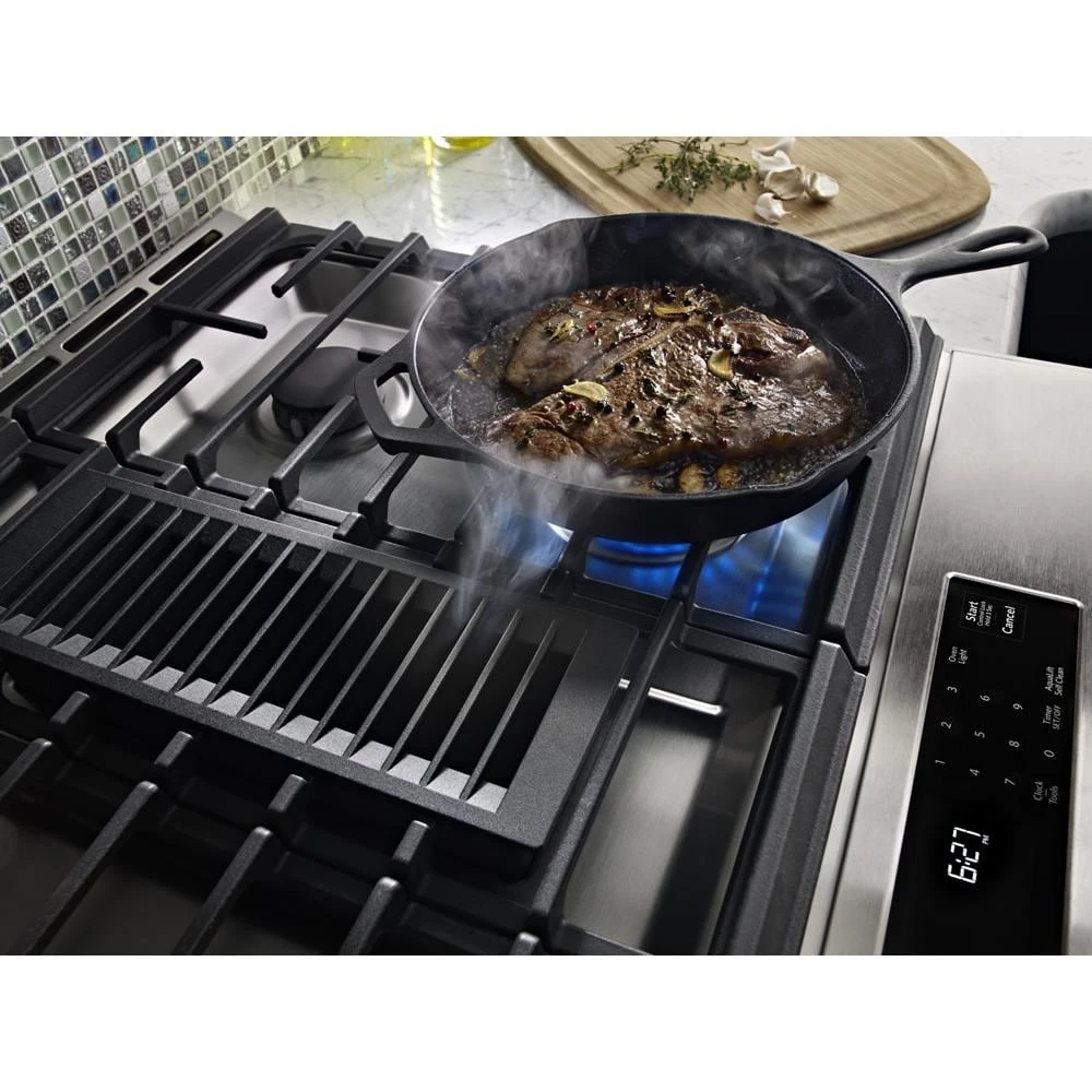 30" 4-Burner Dual Fuel Downdraft Slide-In Range view 5