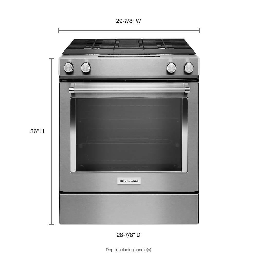 30" 4-Burner Dual Fuel Downdraft Slide-In Range view 8