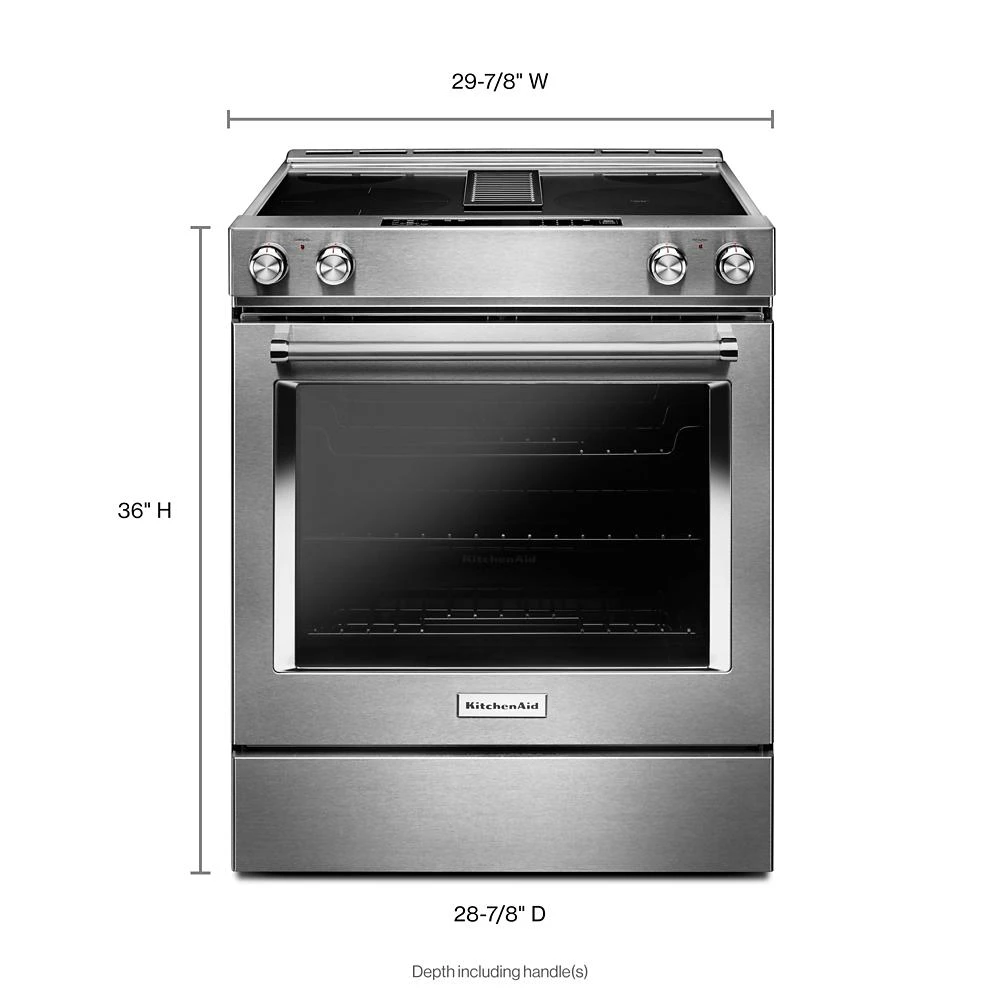 30-Inch 4-Element Electric Downdraft Slide-In Range view 2